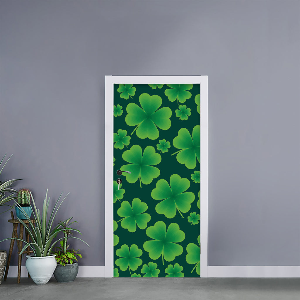Four-Leaf Clover St. Patrick's Day Print Door Sticker