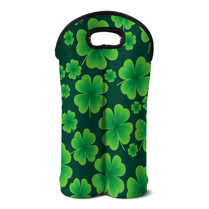 Four-Leaf Clover St. Patrick's Day Print Double Neoprene Wine Tote