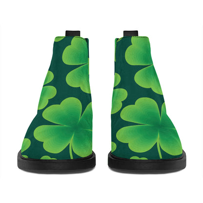 Four-Leaf Clover St. Patrick's Day Print Flat Ankle Boots