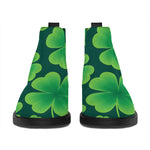 Four-Leaf Clover St. Patrick's Day Print Flat Ankle Boots