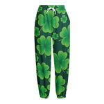 Four-Leaf Clover St. Patrick's Day Print Fleece Lined Knit Pants