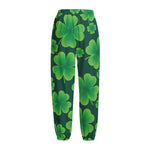 Four-Leaf Clover St. Patrick's Day Print Fleece Lined Knit Pants