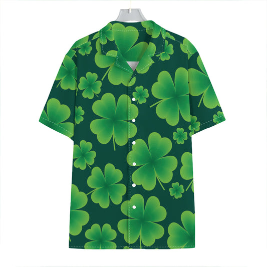 Four-Leaf Clover St. Patrick's Day Print Hawaiian Shirt