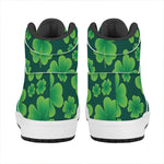 Four-Leaf Clover St. Patrick's Day Print High Top Leather Sneakers