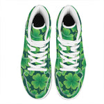 Four-Leaf Clover St. Patrick's Day Print High Top Leather Sneakers