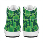 Four-Leaf Clover St. Patrick's Day Print High Top Leather Sneakers