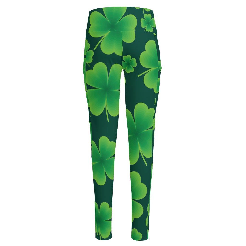 Four-Leaf Clover St. Patrick's Day Print High-Waisted Pocket Leggings