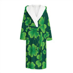 Four-Leaf Clover St. Patrick's Day Print Hooded Bathrobe