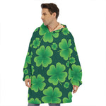 Four-Leaf Clover St. Patrick's Day Print Hoodie Blanket