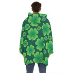 Four-Leaf Clover St. Patrick's Day Print Hoodie Blanket