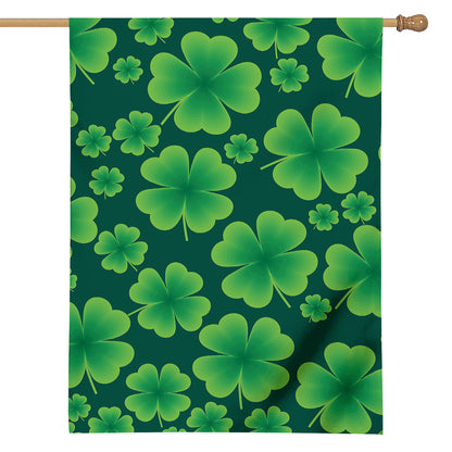 Four-Leaf Clover St. Patrick's Day Print House Flag