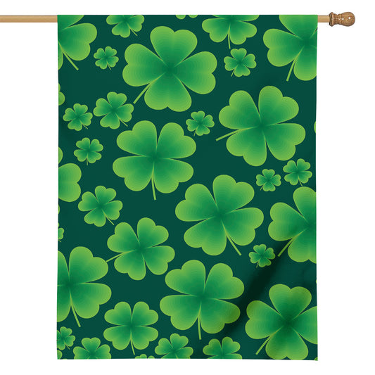Four-Leaf Clover St. Patrick's Day Print House Flag