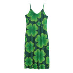 Four-Leaf Clover St. Patrick's Day Print Jersey Midi Cami Dress