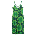 Four-Leaf Clover St. Patrick's Day Print Jersey Midi Cami Dress