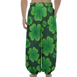 Four-Leaf Clover St. Patrick's Day Print Lantern Pants