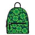 Four-Leaf Clover St. Patrick's Day Print Leather Backpack