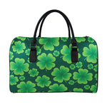 Four-Leaf Clover St. Patrick's Day Print Leather Duffle Bag