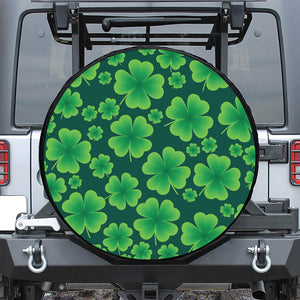 Four-Leaf Clover St. Patrick's Day Print Leather Spare Tire Cover