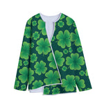 Four-Leaf Clover St. Patrick's Day Print Long Sleeve Short Coat