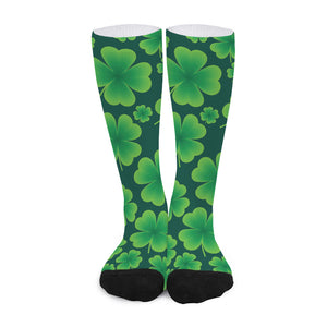 Four-Leaf Clover St. Patrick's Day Print Long Socks