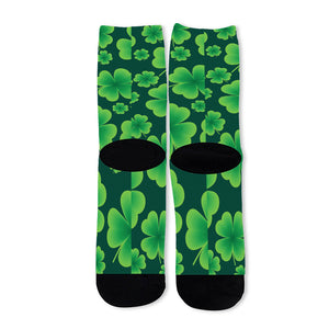 Four-Leaf Clover St. Patrick's Day Print Long Socks