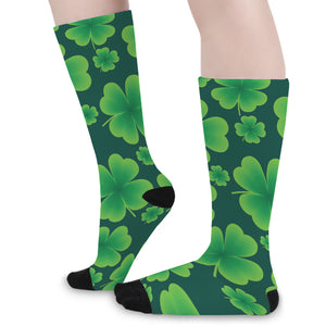 Four-Leaf Clover St. Patrick's Day Print Long Socks