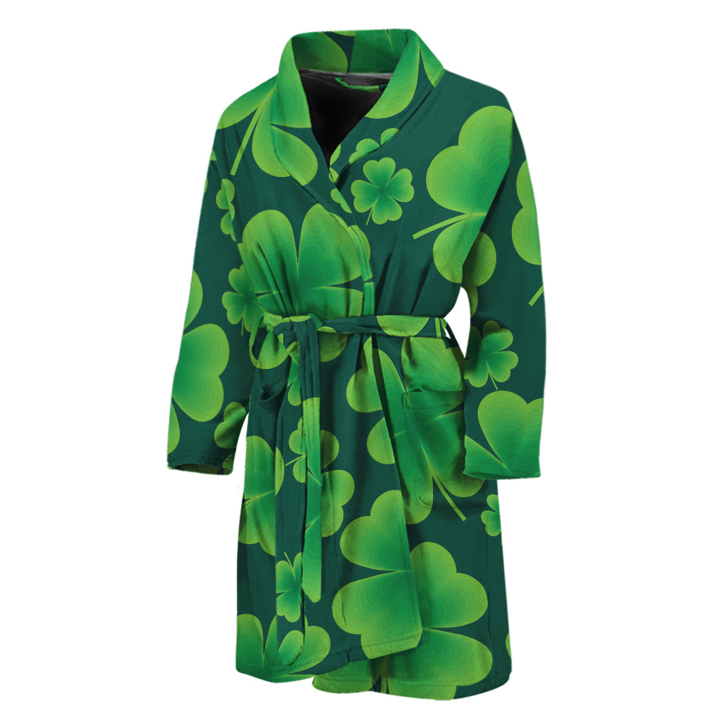 Four-Leaf Clover St. Patrick's Day Print Men's Bathrobe