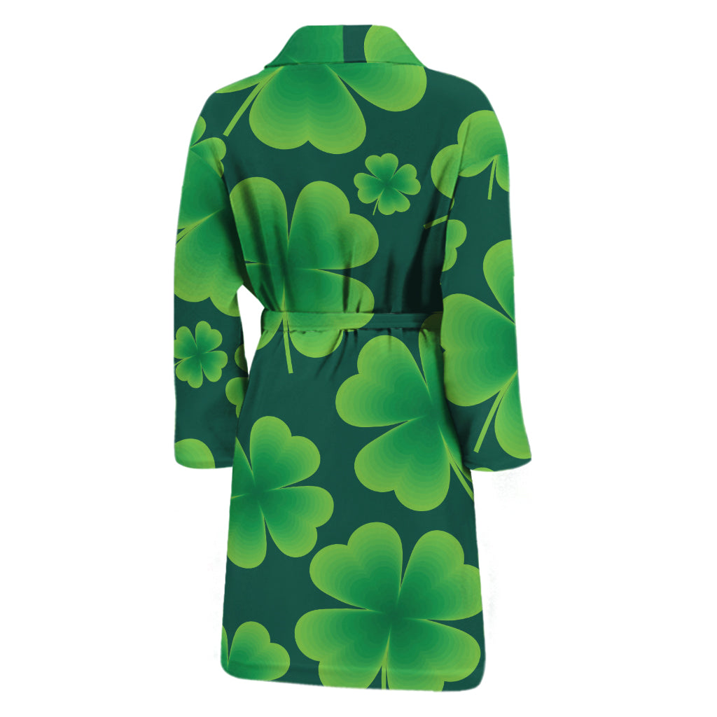 Four-Leaf Clover St. Patrick's Day Print Men's Bathrobe