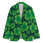 Four-Leaf Clover St. Patrick's Day Print Men's Cotton Blazer