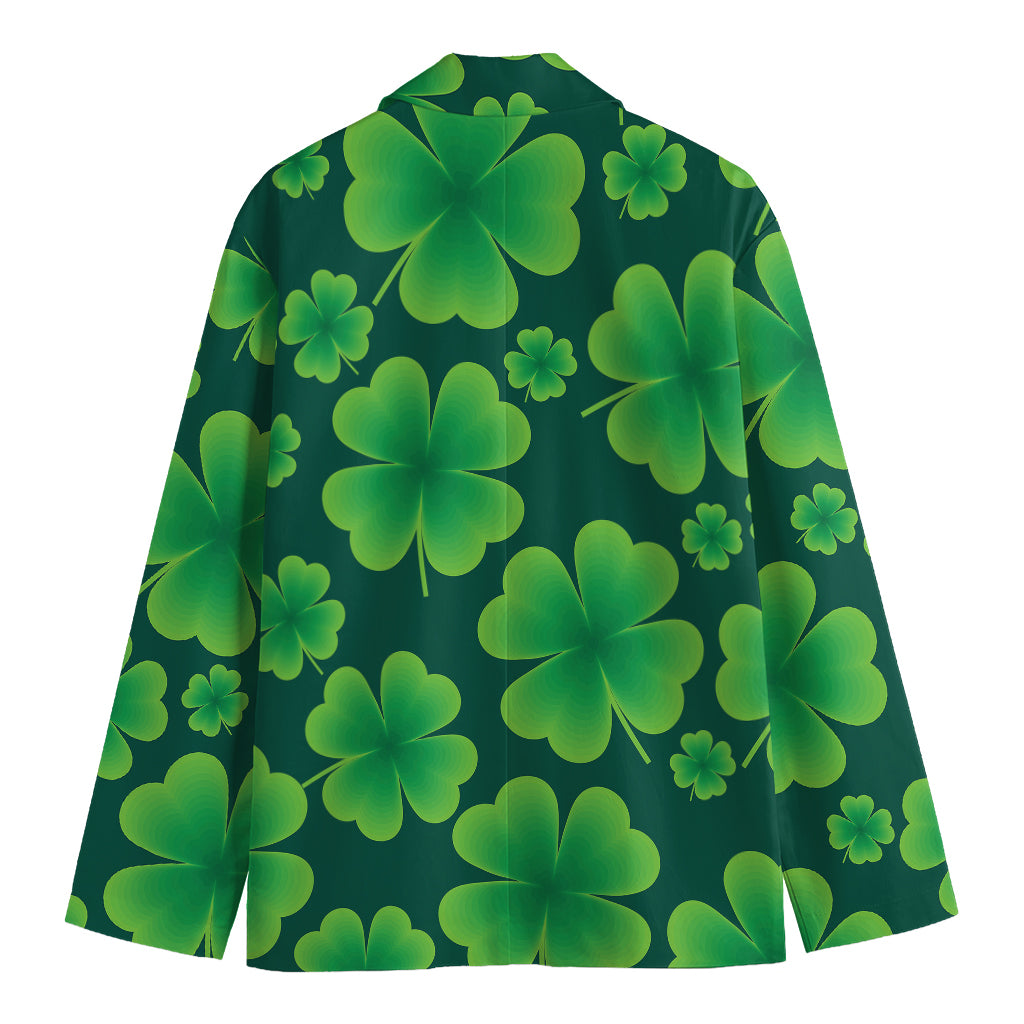 Four-Leaf Clover St. Patrick's Day Print Men's Cotton Blazer