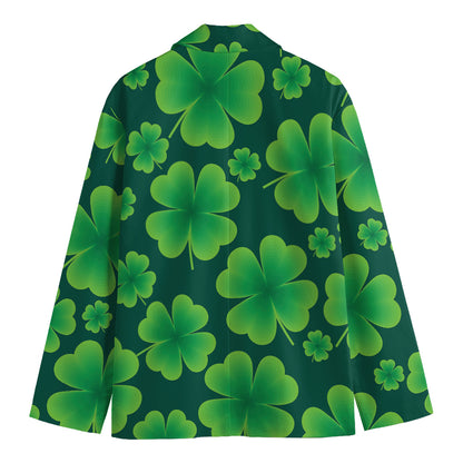 Four-Leaf Clover St. Patrick's Day Print Men's Cotton Blazer