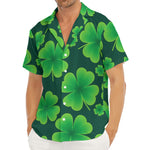 Four-Leaf Clover St. Patrick's Day Print Men's Deep V-Neck Shirt