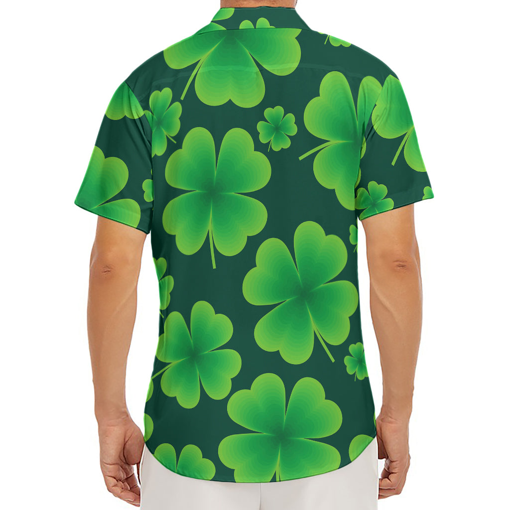 Four-Leaf Clover St. Patrick's Day Print Men's Deep V-Neck Shirt