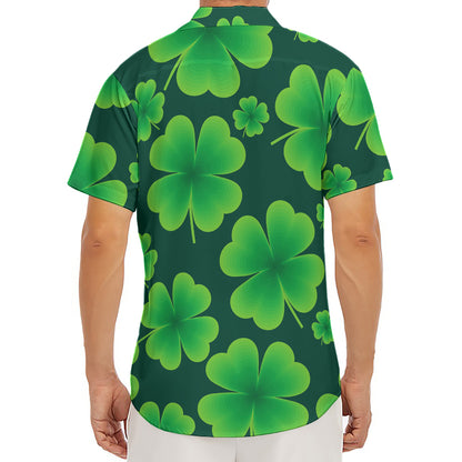 Four-Leaf Clover St. Patrick's Day Print Men's Deep V-Neck Shirt
