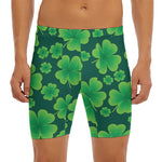 Four-Leaf Clover St. Patrick's Day Print Men's Long Boxer Briefs