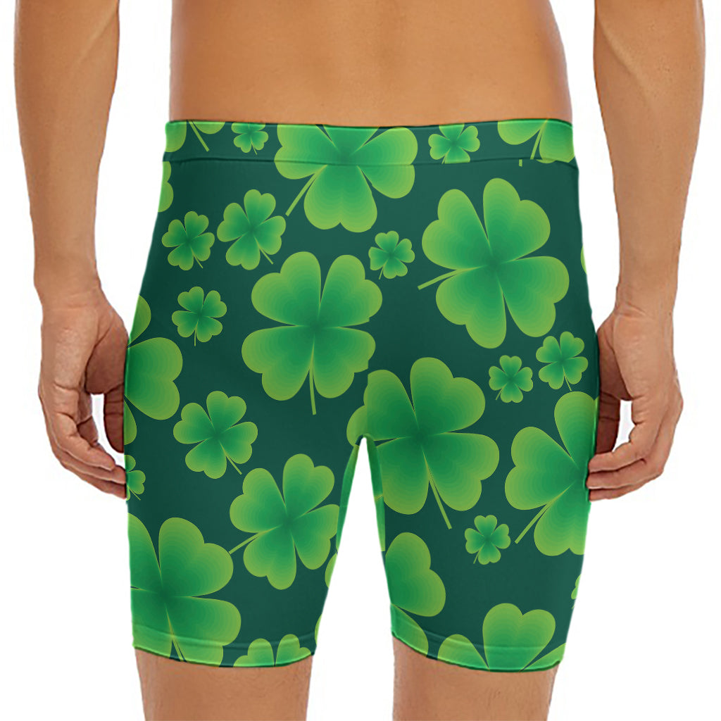 Four-Leaf Clover St. Patrick's Day Print Men's Long Boxer Briefs