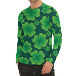 Four-Leaf Clover St. Patrick's Day Print Men's Long Sleeve Rash Guard