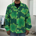 Four-Leaf Clover St. Patrick's Day Print Men's Shirt Jacket