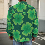 Four-Leaf Clover St. Patrick's Day Print Men's Shirt Jacket