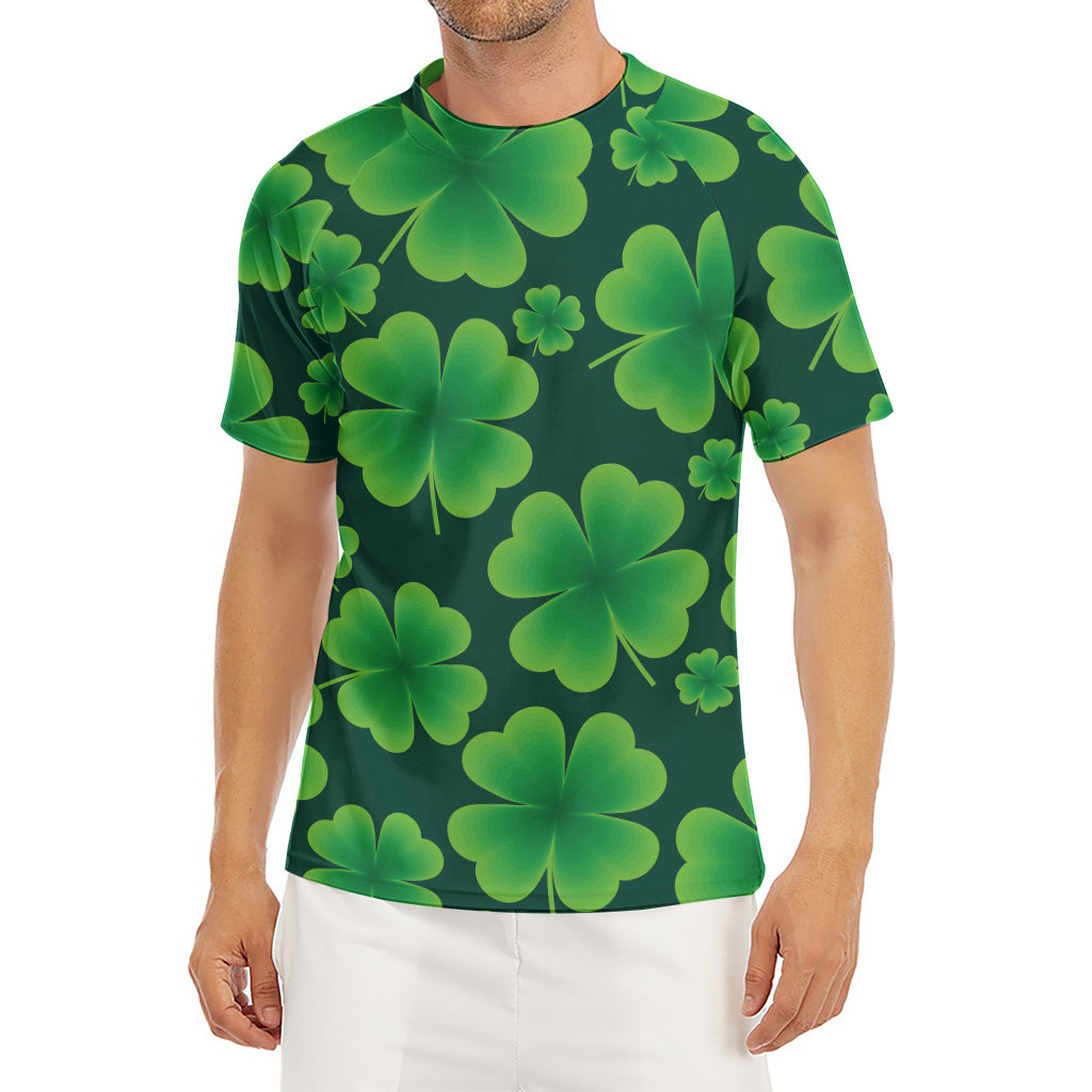 Four-Leaf Clover St. Patrick's Day Print Men's Short Sleeve Rash Guard