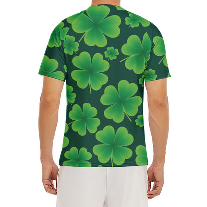 Four-Leaf Clover St. Patrick's Day Print Men's Short Sleeve Rash Guard