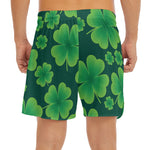 Four-Leaf Clover St. Patrick's Day Print Men's Split Running Shorts