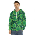 Four-Leaf Clover St. Patrick's Day Print Men's Velvet Pullover Hoodie