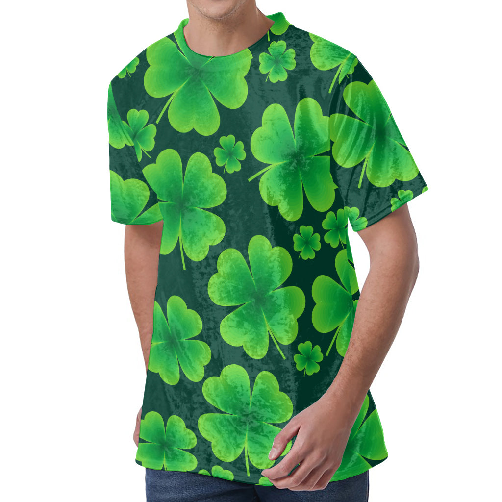 Four-Leaf Clover St. Patrick's Day Print Men's Velvet T-Shirt