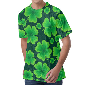 Four-Leaf Clover St. Patrick's Day Print Men's Velvet T-Shirt