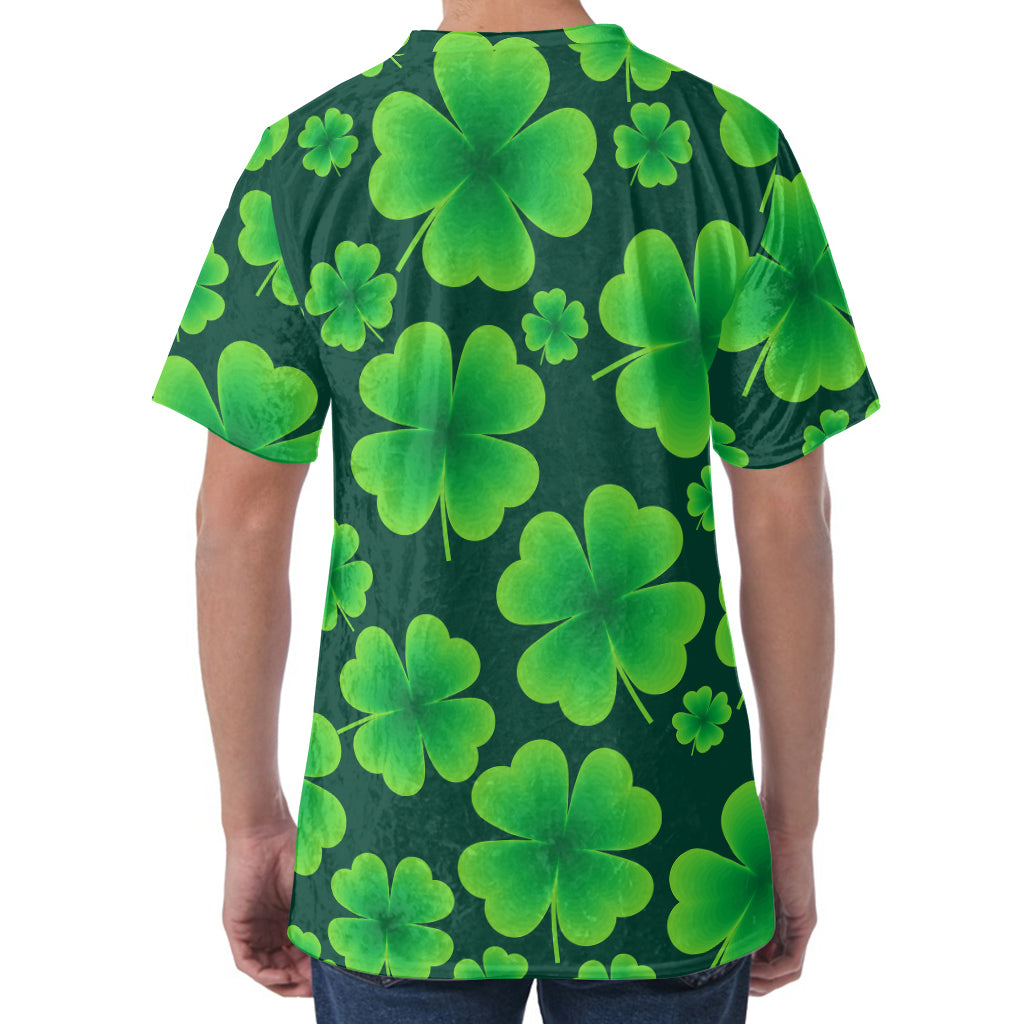 Four-Leaf Clover St. Patrick's Day Print Men's Velvet T-Shirt