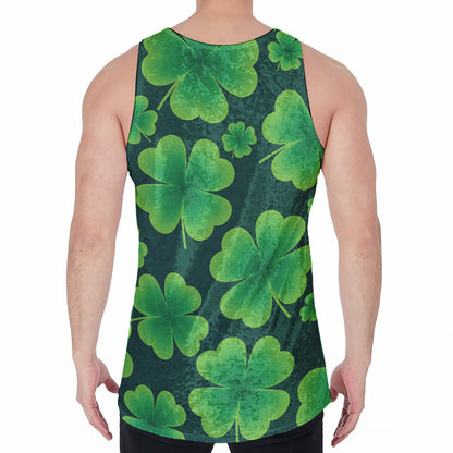 Four-Leaf Clover St. Patrick's Day Print Men's Velvet Tank Top