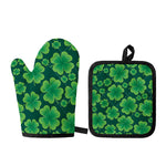 Four-Leaf Clover St. Patrick's Day Print Oven Mitt And Pot Holder Set