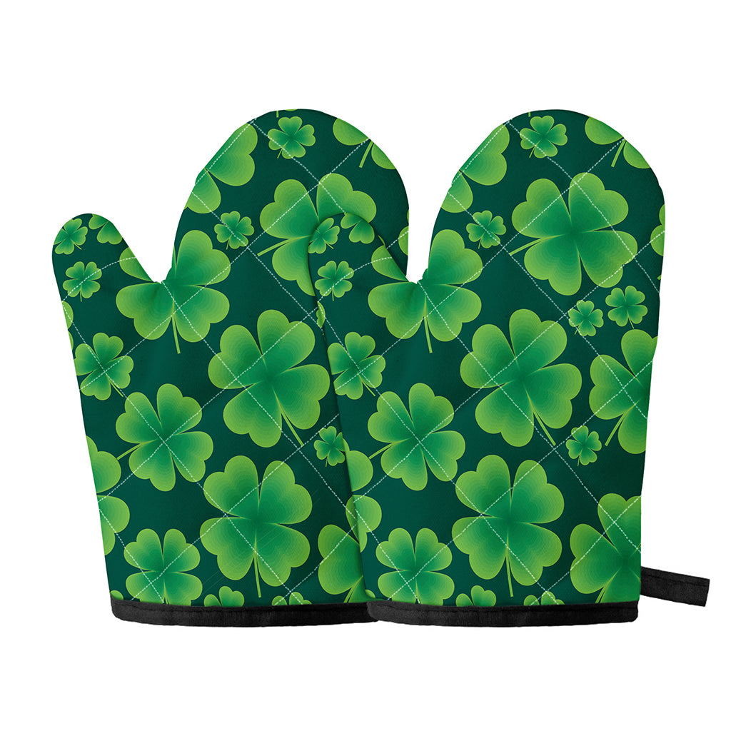 Four-Leaf Clover St. Patrick's Day Print Oven Mitts
