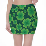Four-Leaf Clover St. Patrick's Day Print Pencil Mini Skirt